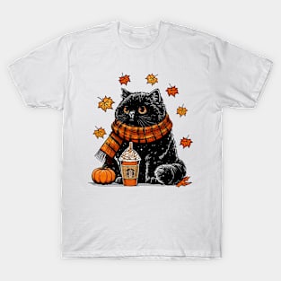 Pumpkin Spice Latte Cat T-Shirt